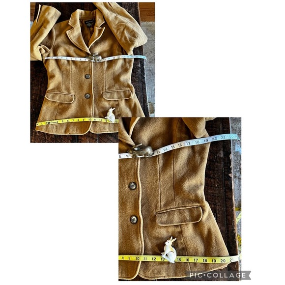 Womens Wool & Angora Chestnut Tan Brown Eddie Bauer Peacoat - Picture 7 of 12